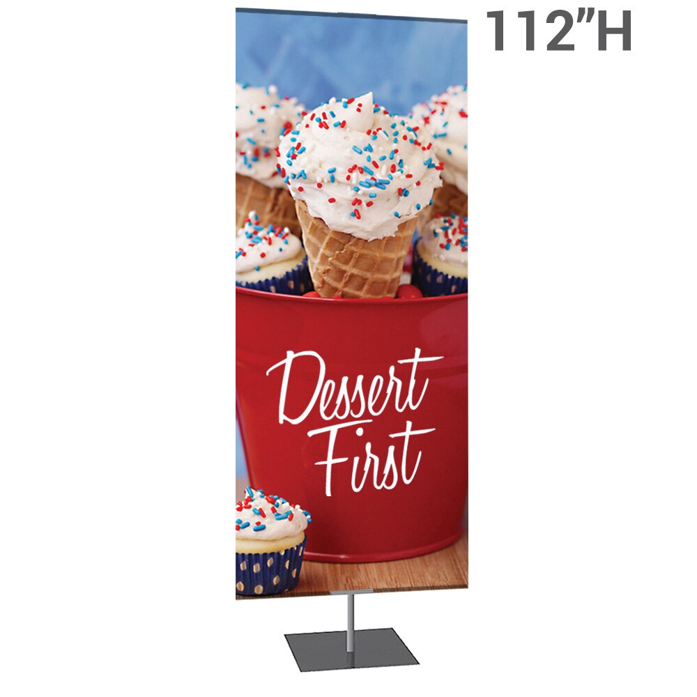 36 x 112 in. Large Classic Banner Stand Silver Square Base Single-Sided Fabric (Graphic Package)