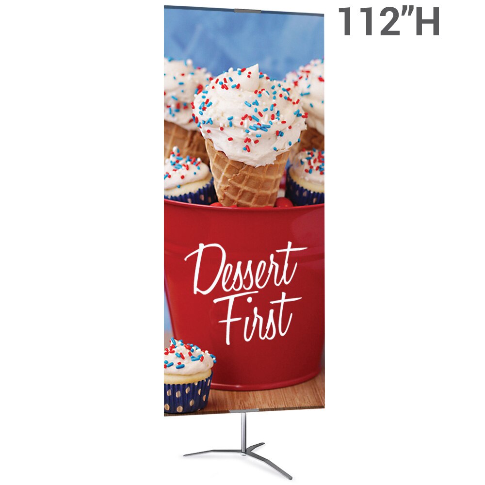 36 x 112 in. Large Classic Banner Stand Silver Travel Base Double-Sided Fabric (Graphic Package)