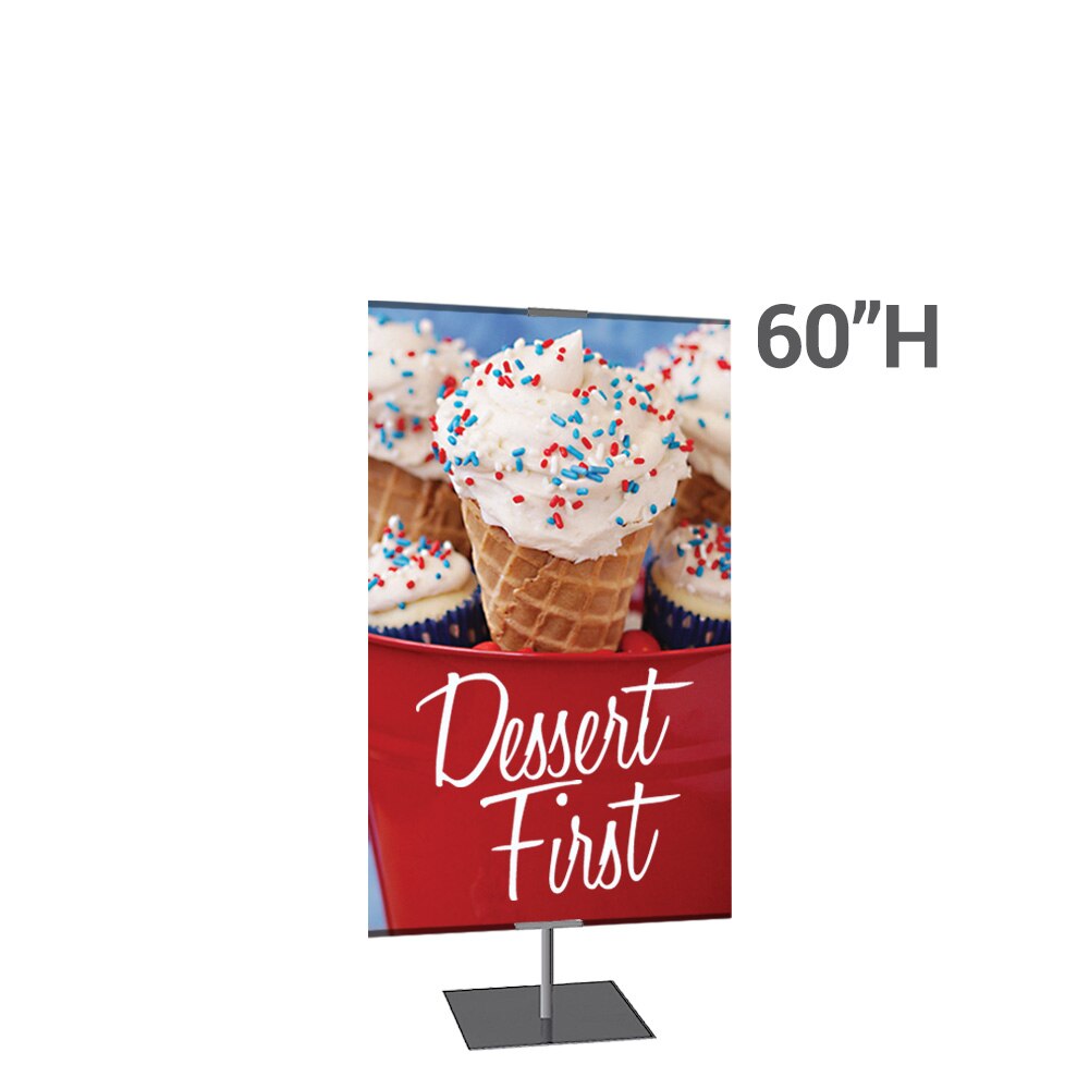 36 x 60 in. Large Classic Banner Stand Silver Square Base Single-Sided Fabric (Graphic Package)