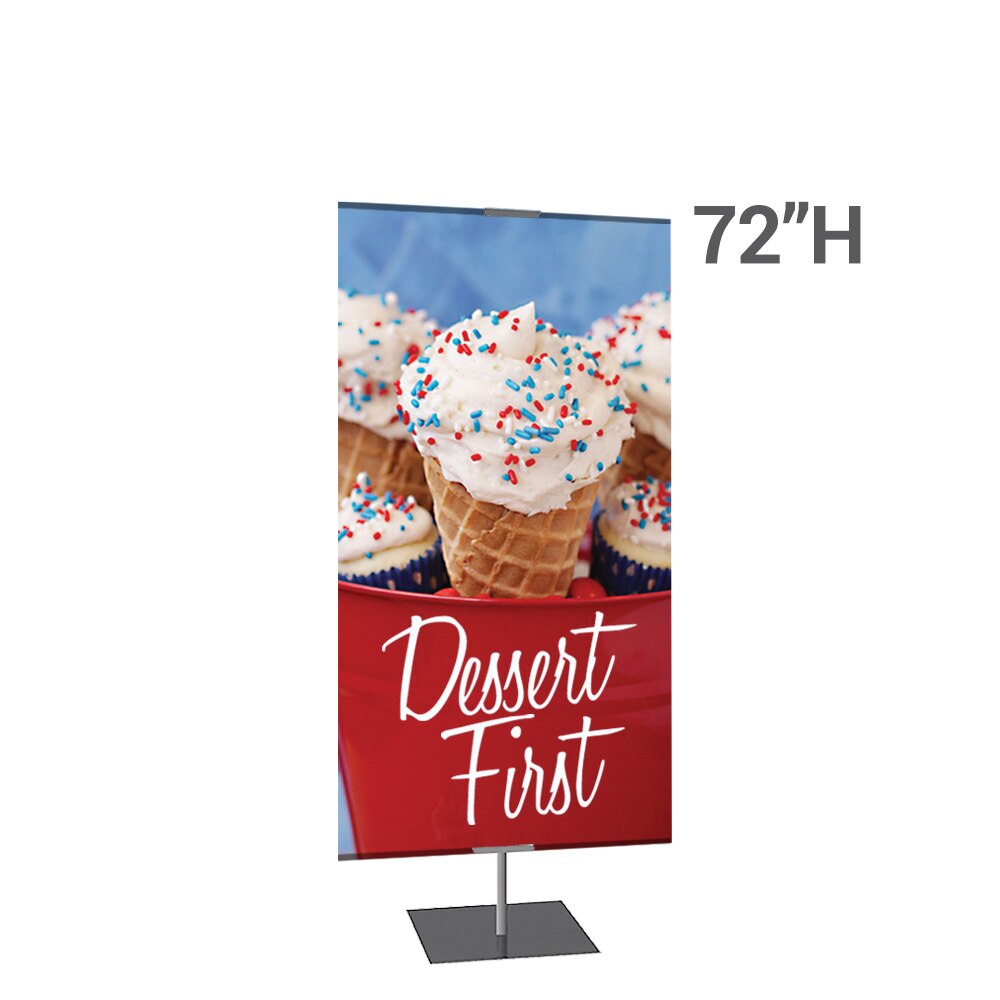 36 x 72 in. Large Classic Banner Stand Silver Square Base Double-Sided Fabric (Graphic Package)