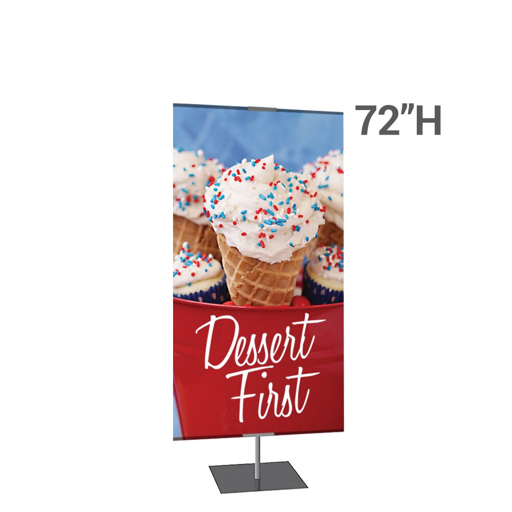 36 x 72 in. Large Classic Banner Stand Silver Square Base Single-Sided Fabric (Graphic Package)