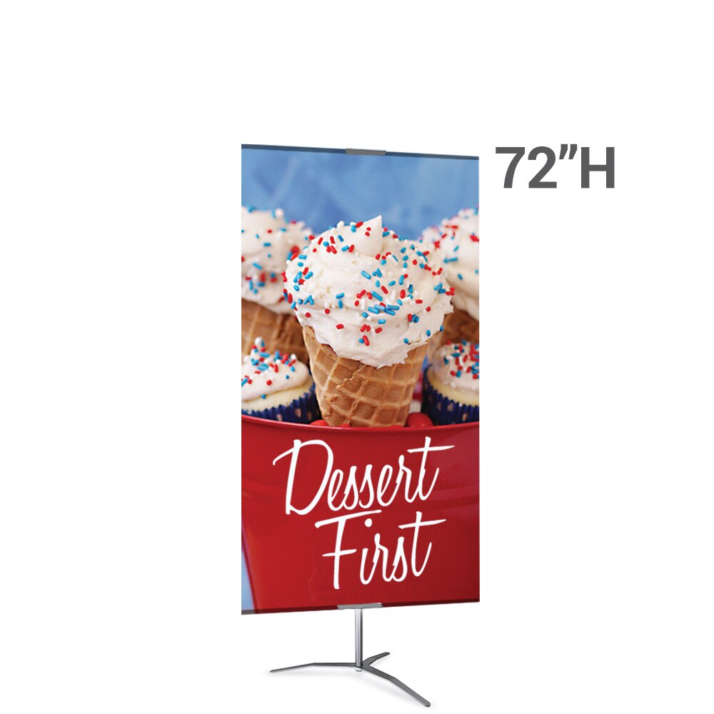 36 x 72 in. Large Classic Banner Stand Silver Travel Base Double-Sided Fabric (Graphic Package)