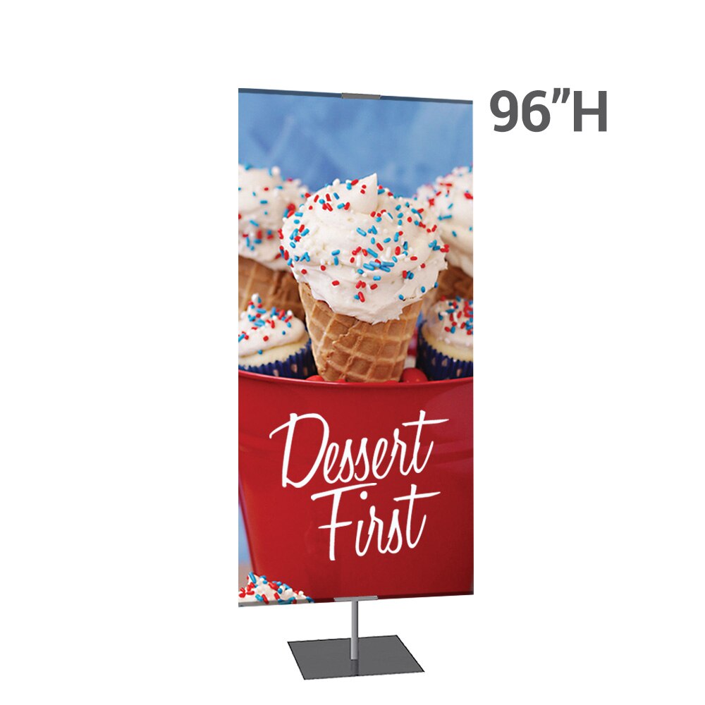 36 x 96 in. Large Classic Banner Stand Silver Square Base Double-Sided Fabric (Graphic Package)