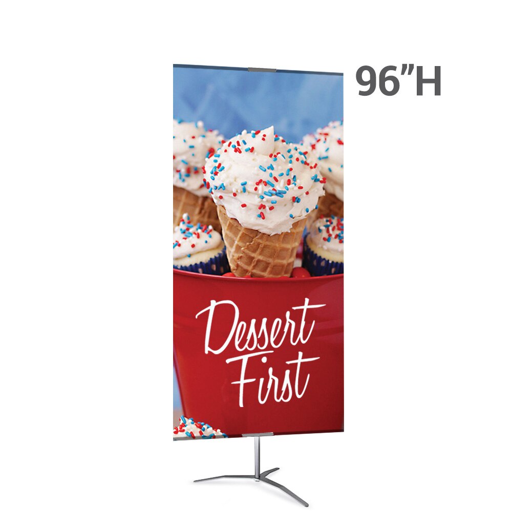 36 x 96 in. Large Classic Banner Stand Silver Travel Base Single-Sided Fabric (Graphic Package)