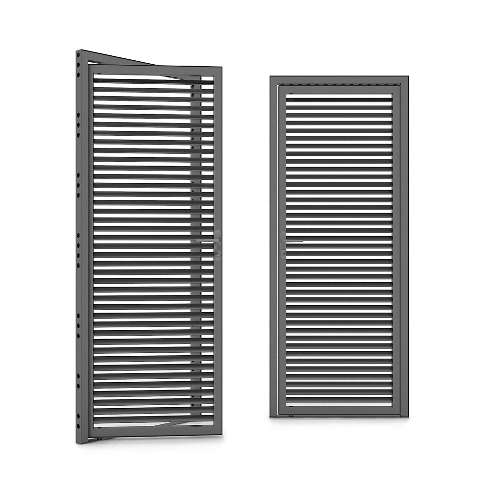 Louver Door w/Lockset and Handle 992x2418 Black