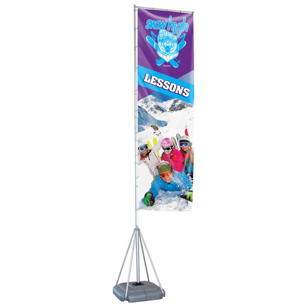 Custom 17ft UV Bowhead Banner Stand - Full Color Poles and Spike Base Double Sided Hardware Included