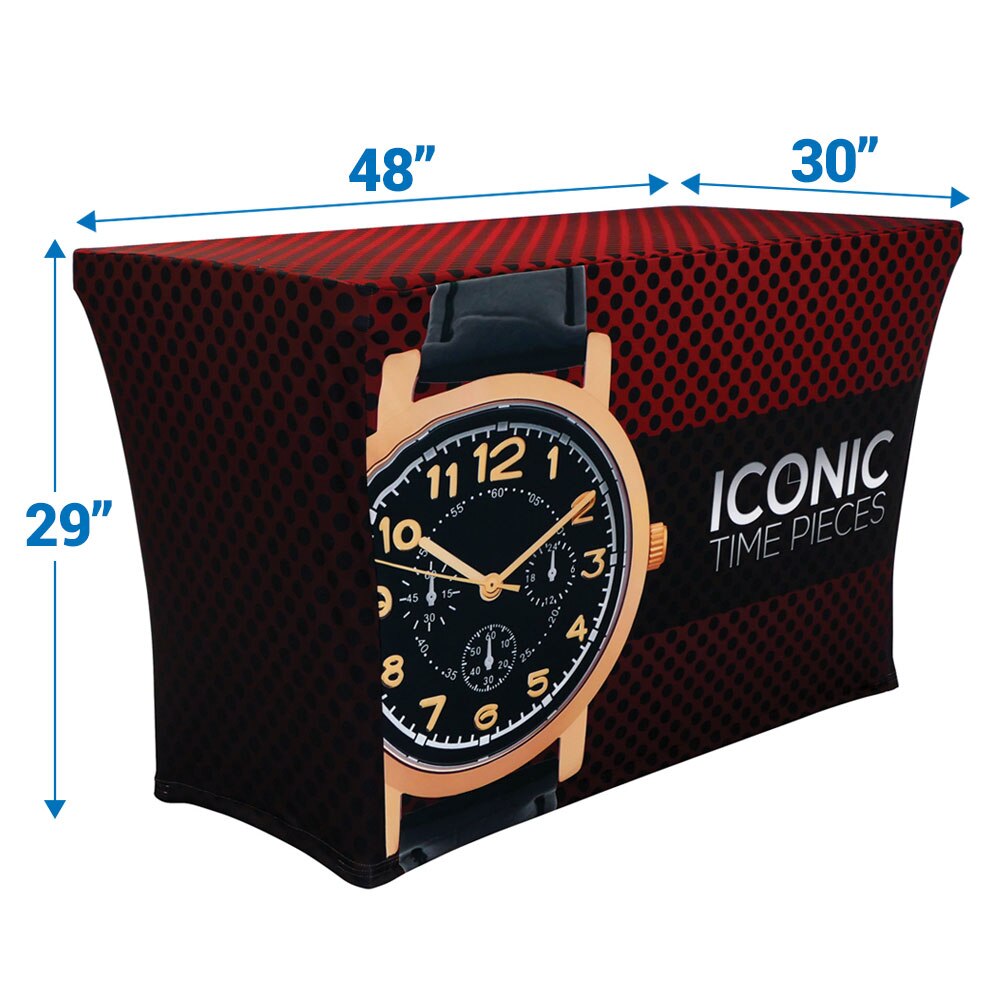 4 ft. Multi Stretch Table Throw 3-Sided (30") Custom Print